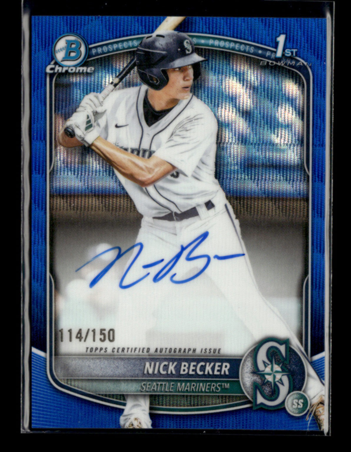 Nick Becker 2025 Bowman Draft 1st Chrome Prospect Auto Blue Wave 114/150 [zjA99