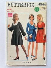 Butterick Vintage 60s Sewing Pattern 4944 Misses High Waisted Dress Size 8