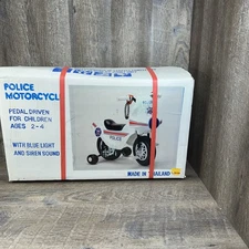 Police Motorcycle Pedal Driven Ages 2-4 W/ Blue Light & Siren Sound
