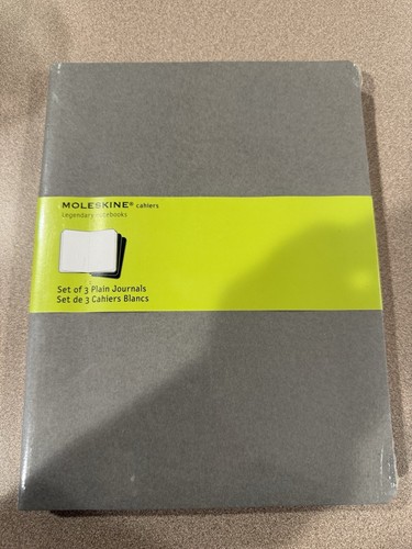 Moleskine Cahier Journal Plain/Blank 7.5"x10" Soft Cover 120 pages Gray 3pk NEW