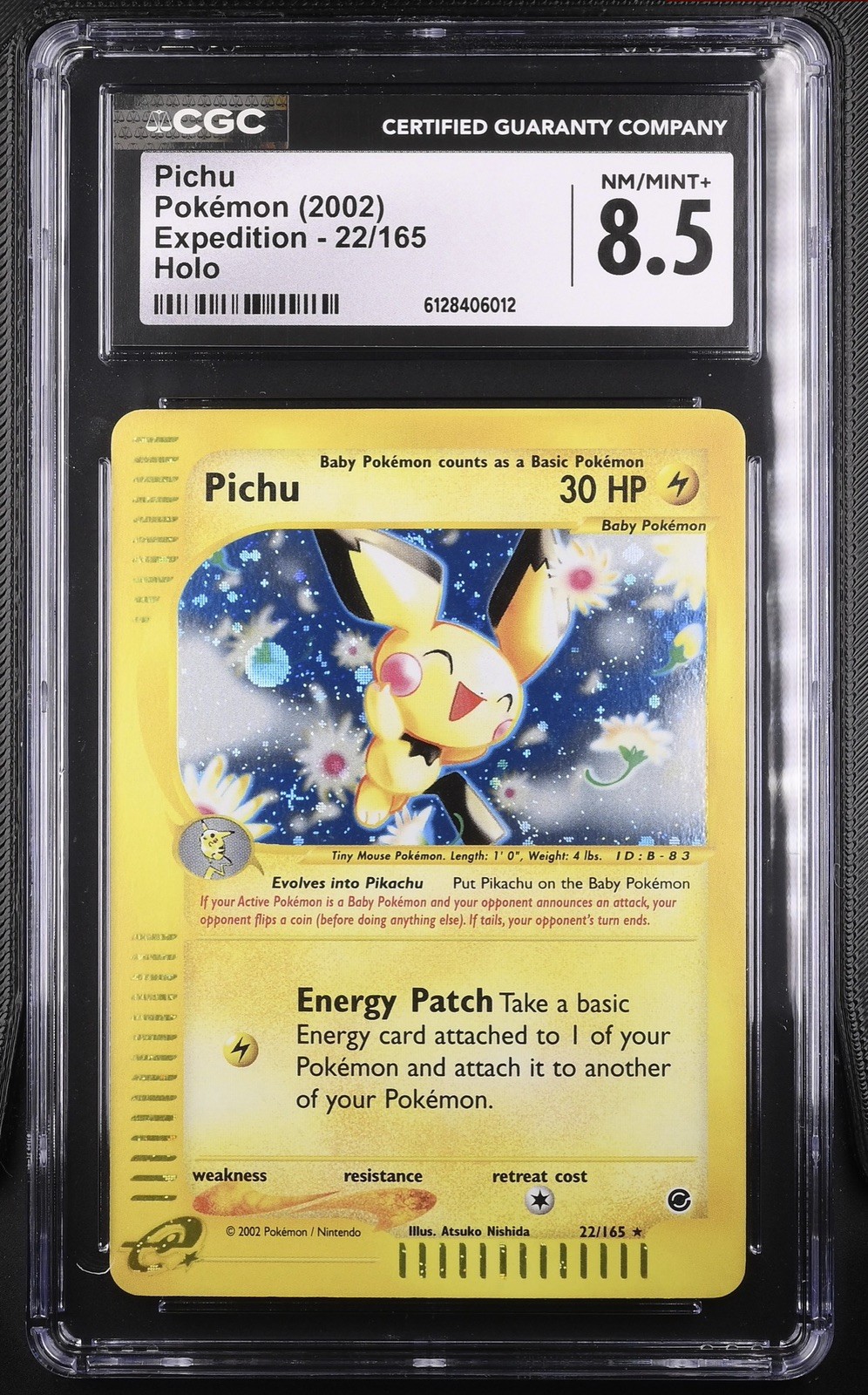 Pokémon Pichu (2002) Expedición - 22/165 Holo Casi Nuevo/Como Nuevo CGC 8.5 Base Inglesa