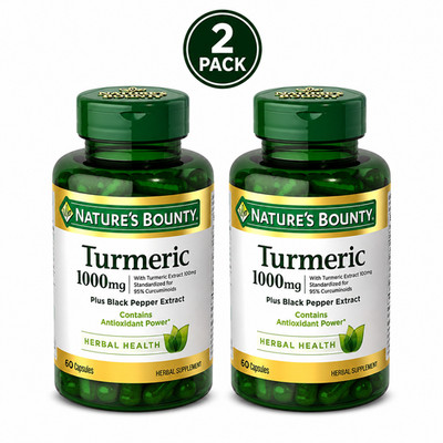 Nature's Bounty Turmeric 1000mg Plus Black Pepper Extract 2 Pack 60 Capsules
