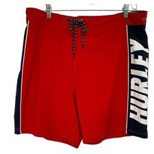 Hurley Phantom Red/Blue Board Shorts Sz 34 Q32 NW/OTs