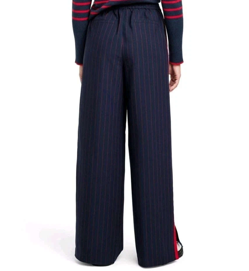 Pantalones de pierna ancha para mujer La Ligne talla mediana azul marino a rayas Foto 2 de 4