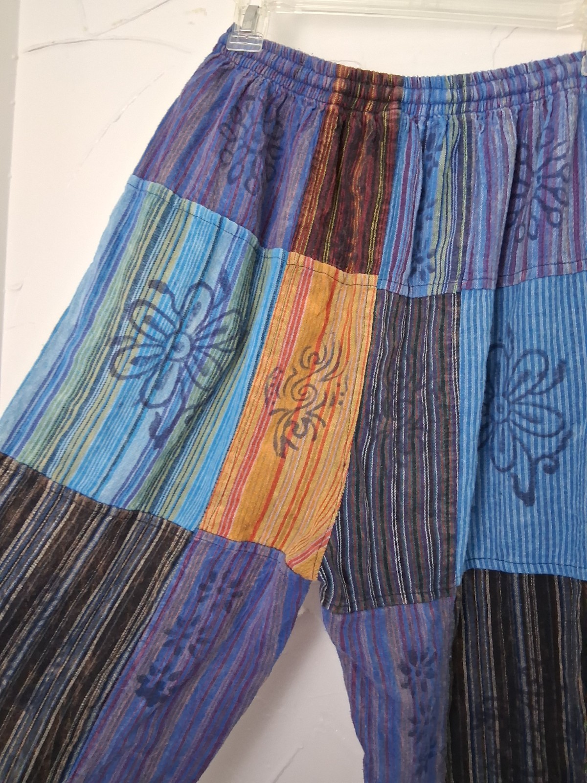 Patchwork Cotton Joggers Size Medium Pockets Gyps… - image 8