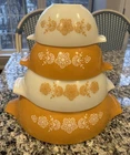 Vintage Pyrex Nesting Mixing Bowls – Butterfly Gold Pattern Set of 4 Cinderella