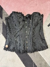 L Vtg Black Lace Vtg Deadstock Sweetheart Gothic Corset Costume Longerie