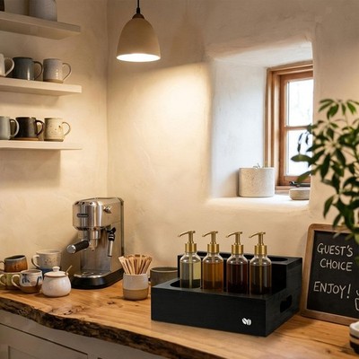Kaffeestation Organizer Holz Deko Zubehör Rustikal Kaffeesirup Halter