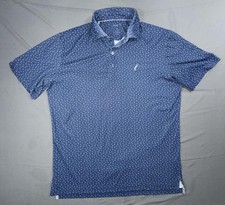 Johnnie-O Polo Shirt Mens Medium Blue Dot Golf Stretch Logo Performance