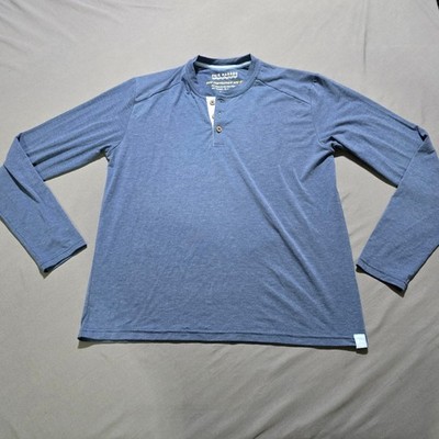 Fair Harbor Men's Long Sleeve Henley Shirt UPF 50 Sun Protection Blue small