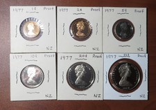 Lot of 6 New Zealand 1977 Proof Coins 1c through 50c