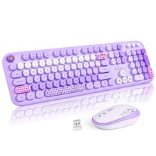 MOFII Wireless Keyboard and Mouse Combo, Cute Retro Typewriter Keyboard and S...