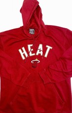 Miami Heat Hoodie Mens•L Red Authentic NBA Brand Sweatshirt Pullover VTG Y2K