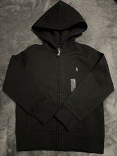 Boys Size 5 Polo Ralph Lauren Boy's Fleece Full-Zip Hoodie Black NWOT