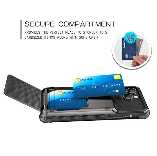 Case For iPhone 17 15 14 16E 13 12 11 Pro Max Card Holder Shockproof Phone Cover - Picture 4 of 20