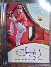 2017 Panini Immaculate - Rookie Auto Patch #121 Luke Weaver #8/99 3 Color Patch