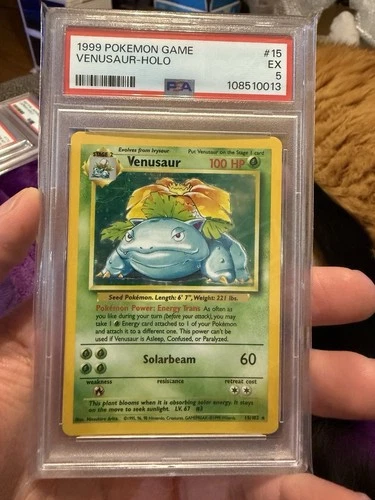 1999 POKEMON BASE SET UNLIMITED #15 VENUSAUR-HOLO PSA 5