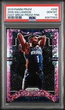 2019 PRIZM ZION WILLIAMSON #248 FAST BREAK PINK PRIZM ROOKIE /50 GEM MINT PSA 10