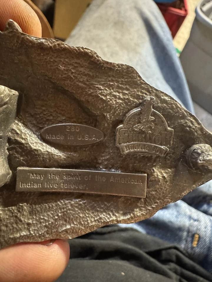 SISKIYOU Buckle Co 1988 Western Arrowhead Eagle Metal Pewter Belt Buckle Z80 USA - Image 3 of 4