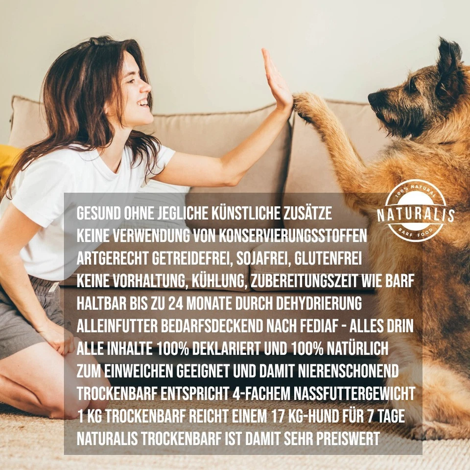 Naturalis 500g Trockenbarf Hund 80% Huhn getreidefrei ohne Zusätze 100%natürlich - Bild 2 von 4