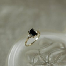 Unique Natural Black Onyx Ring, 925 Sterling Silver Ring, For Her, Promise Ring