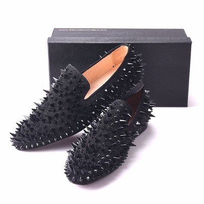 Men FERUCCI Black Spikes Slippers Loafers Flat With Black  display picture 3