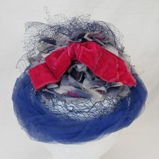 Vintage Handmade purple Flower Hat flowers spring Easter Church pink velvet bow