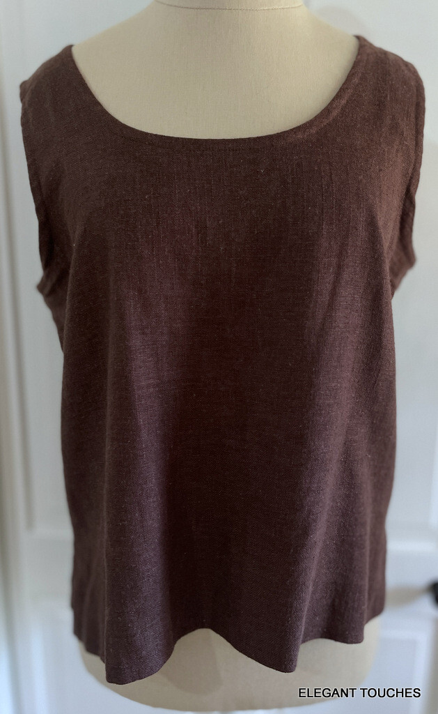 Pony dipinto donna 8 panna misto lino giacca e top pantalone marrone set 3 pezzi M Y2K