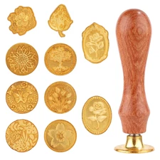 Wax Seal Stamp Set, 10pcs Sealing Heads with a Wooden Handle...