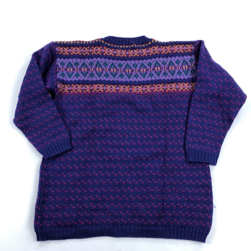 Nomadic Traders Sweater Womens Medium Purple Blue Wool Fair Isle Nordic Vintage - Picture 9 of 10