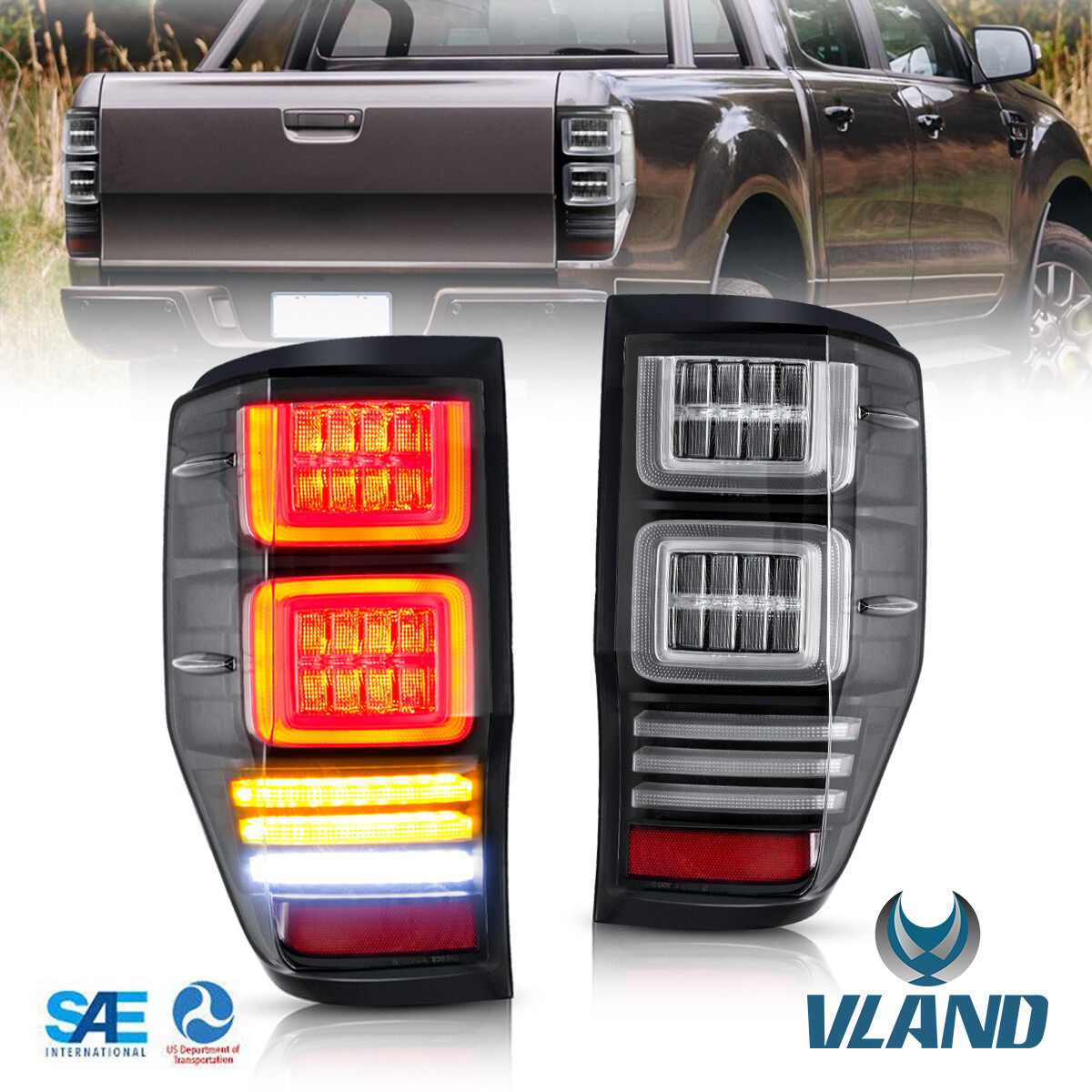 Feu arrière LED Ford Ranger T6 XLT 2012-2018 bloc optique clignotant séquentiel VLAND