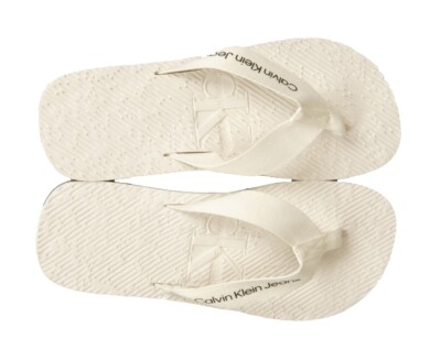 CK CALVIN KLEIN JEANS Damen-Flip-Flops, Strand- oder Pool-Slipper mit Stoffspitz