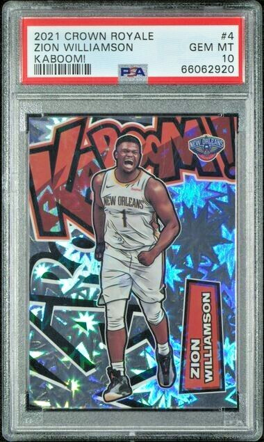 2021 Panini Crown Royale Zion Williamson KABOOM PSA 10 Pelicans (213)