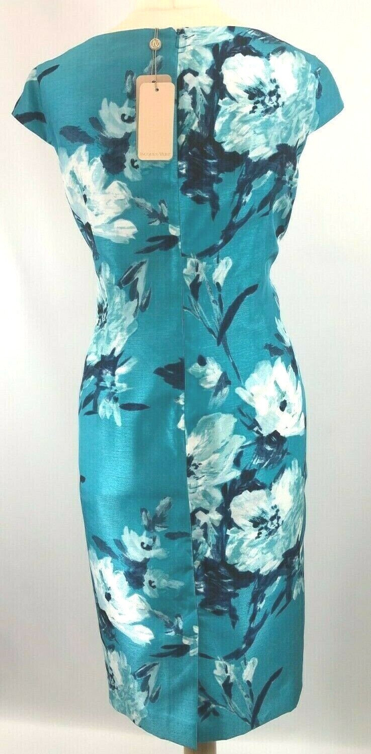 New Jacques Vert dress 16 20 Shantung Floral Turquoise Wedding shift RRP £149 image 10