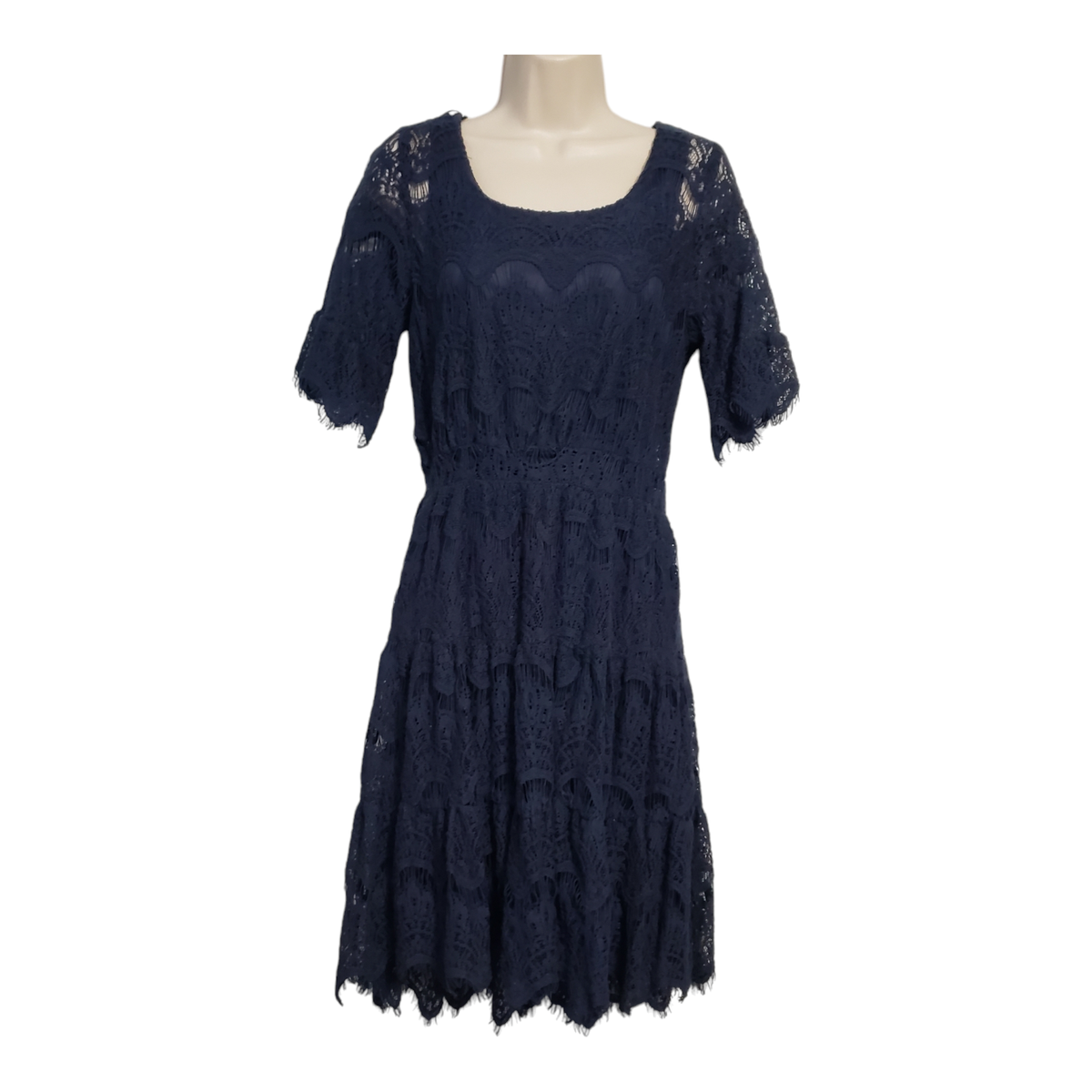 NWT Rod's Western Palace Nashville Navy Lace Dress Medium Blue Midi Fringe  Boho | eBay