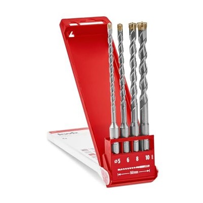 kwb HB2X SDS Plus Set de forets, 4 pièces, 160 mm, Ø 5 / 6 / 8 / 10 mm (HM X Cro