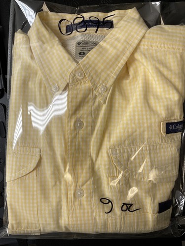 Camisa Columbia Super Boneheaded PFG Manga Corta Hombre’s M Amarillo Cuadros Pez - Imagen 15 de 15