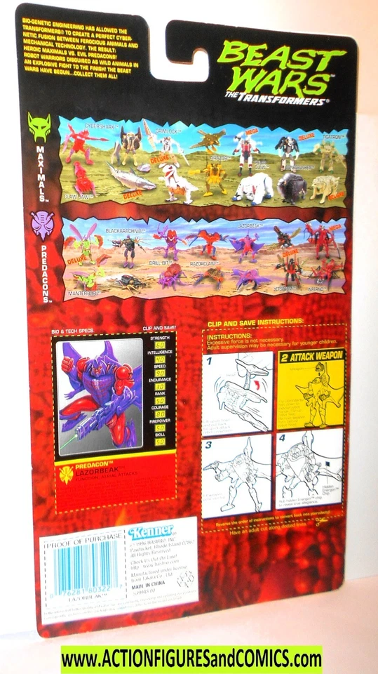 Transformers Beast Wars 1996 LASERBEAK complete FULL CARD Lazorbeak dinobot - Image 2 of 4