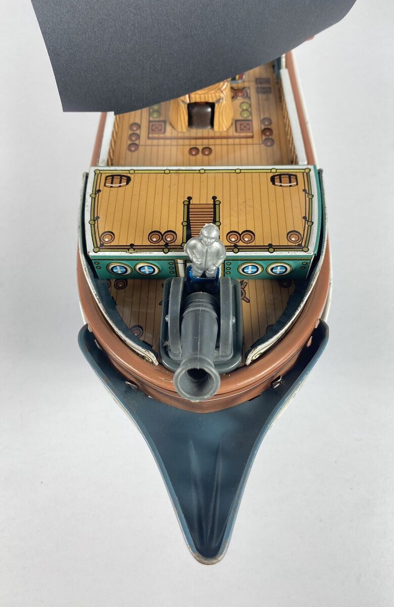 Vintage Modern Toys Japan Tin Pirate Ship Toy Battery Vintage Modern Toys Japan Tin Pirate Ship Toy Battery