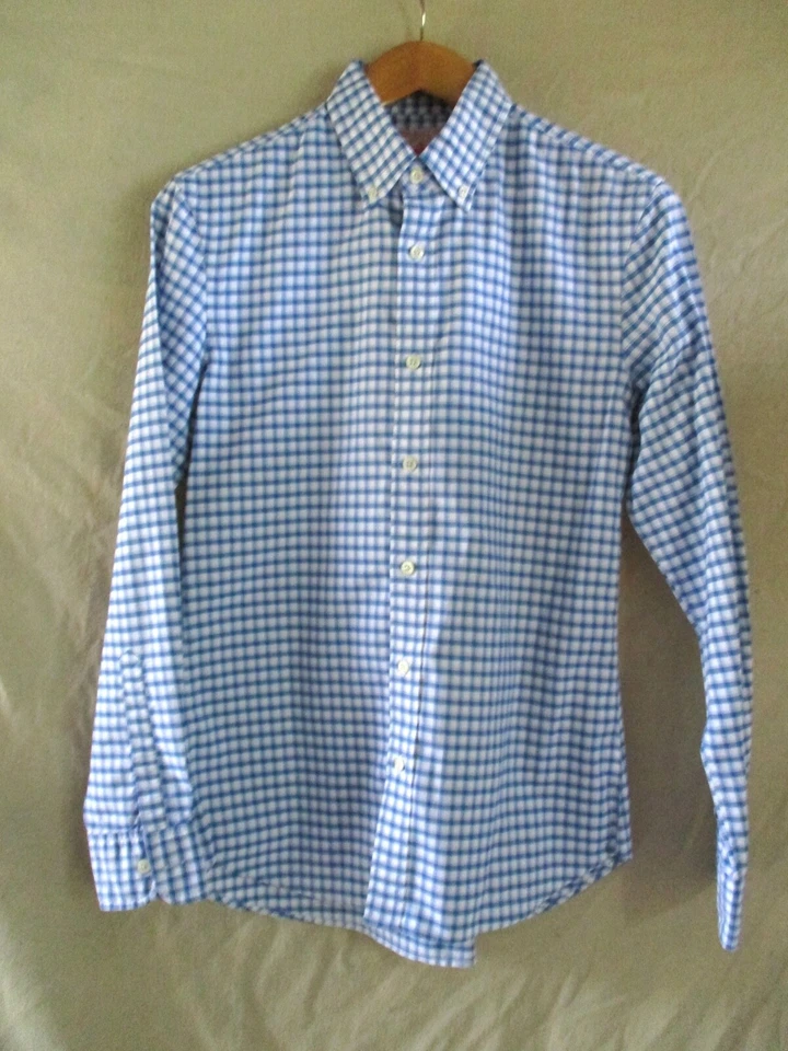 J Press Trunk Club white blue plaid button down oxford shirt Small nwot new - Image 3 of 4