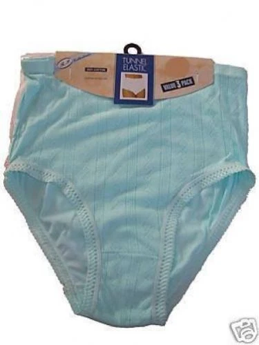 3, PAIRS Women TUNNEL ELASTIC BRIEFS PANTS 100% COTTON SIZE WMS TO 6XOS - Picture 2 of 3