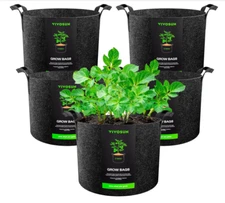 VIVOSUN 5-Pack 5 Gallon Grow Bags,Heavy Duty 300G Thick Fabric Pots with Handles