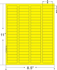 16000 Address Labels Laser Ink Jet 80UP 80 Per Sheet 1.75x0.5 Fluorescent Yellow