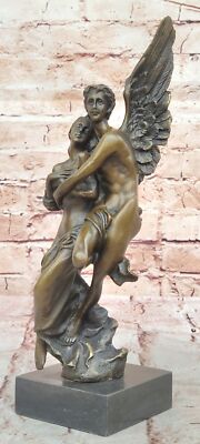 Cupid and Psyche Bronze Sculpture Heroic  American Bronze Signed Jean Debut
