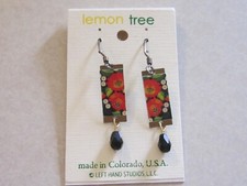NWT Lemon Tree Orange Poppy Flower Dangle earrings