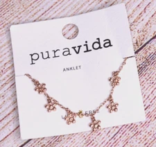NEW NWT Pura Vida Bitty Daisies Rose Gold Anklet (10BRAK1069)