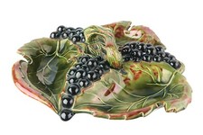 Arnels 1963 Ceramic Grape Leaf 3 Section Divided Snack Appetizer Tray 11x1.5"