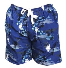 Mens Board Surf Swimming Shorts W/ Mesh Lining Royal Blue Tree M/L 26"-30"