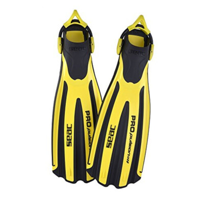 Used Seac Propulsion S Open Heel Scuba Diving Fins - Yellow, S/M