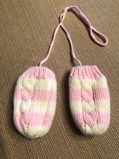 THE CHILDRENS PLACE Baby Girl Mittens Gloves  Size 6 9 12 months  Pink Stripes